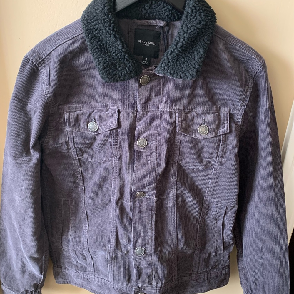 Brave soul cord jacket in gray